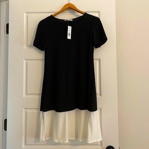 Black and white color block casual dress